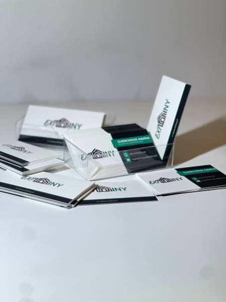 Design et Impression de Qualité de cartes de visite pour l'entreprise Extiny situé à Metz, non loin de Strasbourg