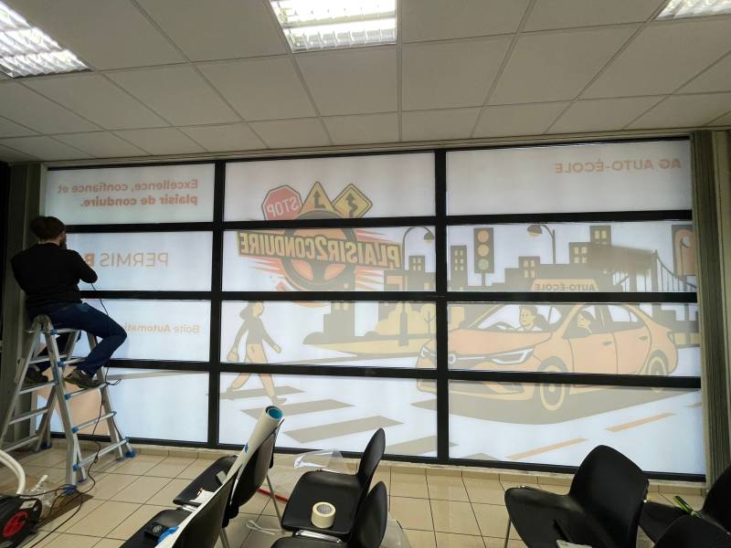 Vitrophanie pose intérieur